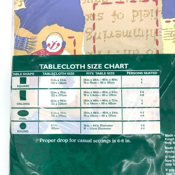 VTG NOS Trim A Home Christmas Vinyl Flannel Backed Table Cover Oblong 52”x70” - Picture 3 of 8